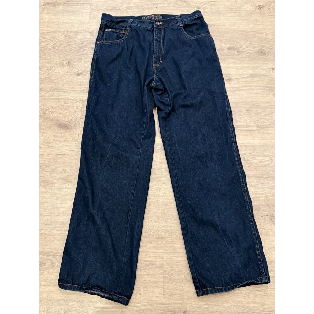 South Pole Jeans Men 36x34 Dark Wash Blue Baggy Y2K Wide Leg 4180 Hip Hop Grunge